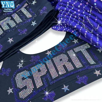 Manufactured Cheerleading Hotfix Custom Rhinestone Heat Transfer Design Iron on T-shirt