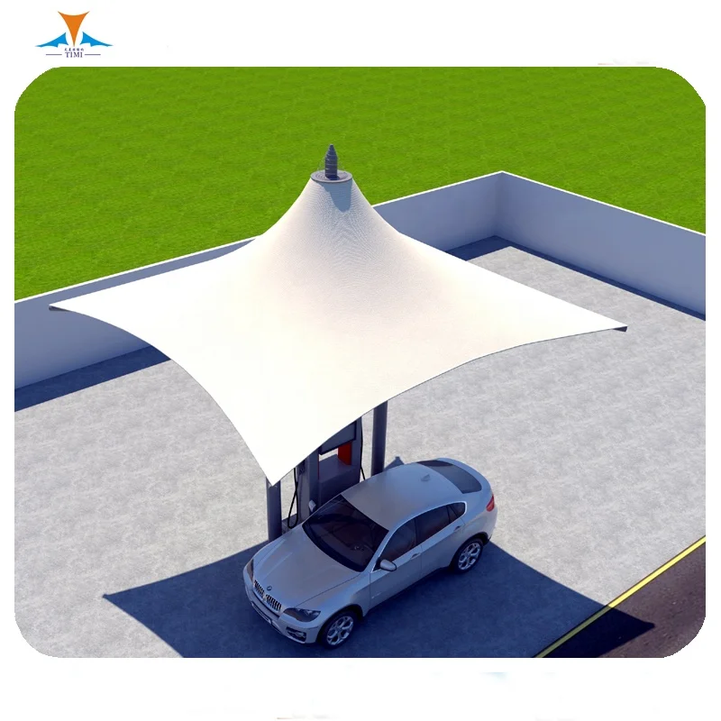 PVDF PTFE ETFE Fabric Tensile Membrane Structure Roof for the Gas Station