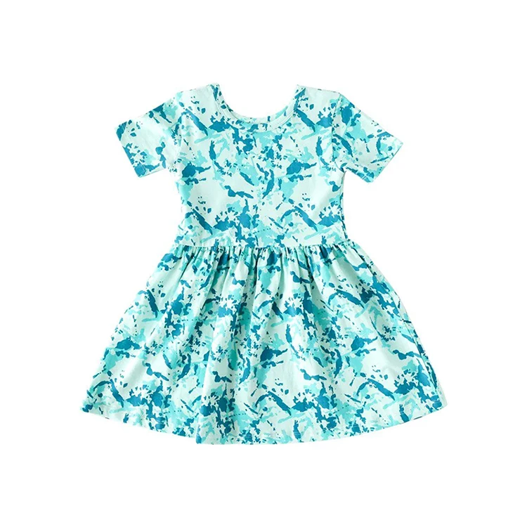 Organic Cotton Children Dress Short Sleeve Kids Cotton Dresses Eco