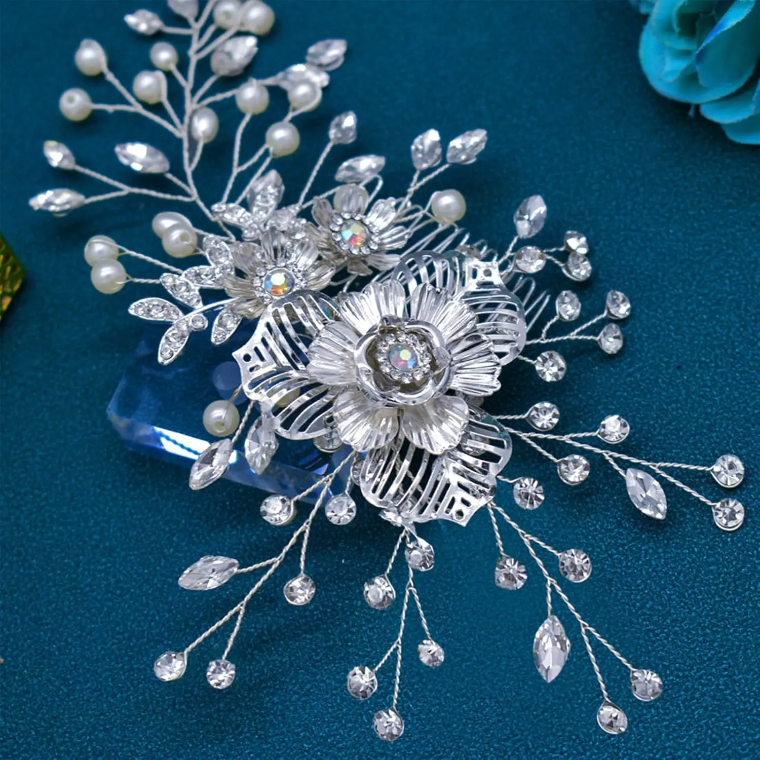 Premium Elegant Wedding Hair Pieces Rhinestone Bridal Hair Comb and Accessories for Bridesmaids Made of Silk - Image 5