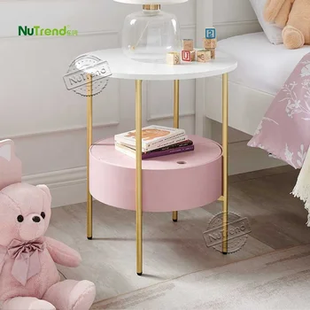 Wholesale Nordic Luxury Furniture Bed Side Metal Pink Modern Kids Nightstand Gold Side Table