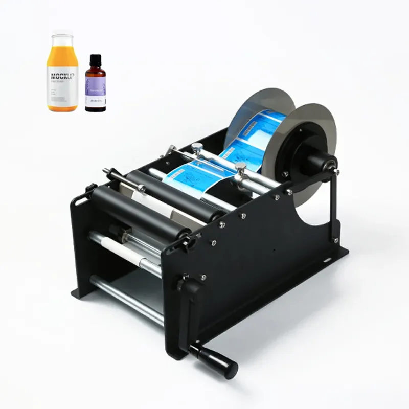 Small Manual Labeling Machine Round Plastic Glass Wine Bottle Adhesive ...
