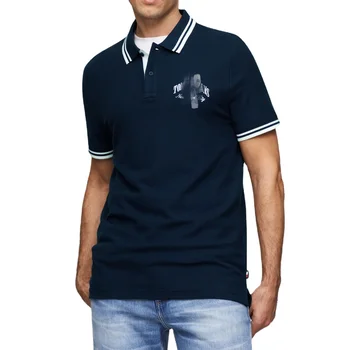 Luxury brand pure cotton men's PoloT shirt Tomme lapel polo shirt loose jacquard color stripe polo shirt for men