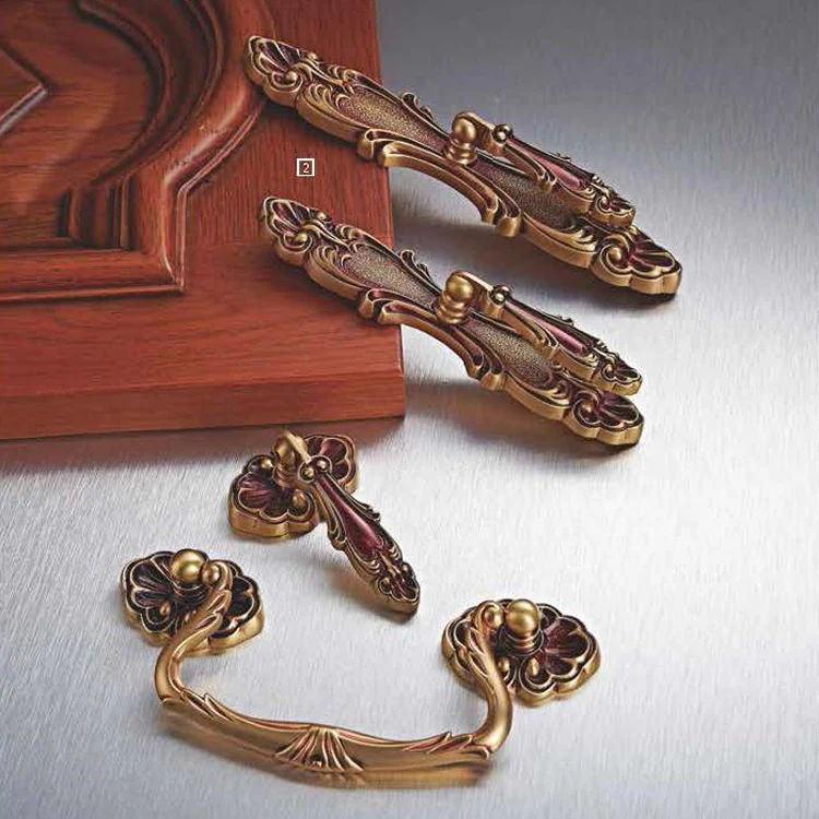 solid brass antique one set classical drop drawer pull handle