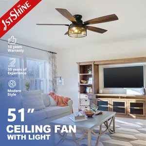 1stshine Ceiling Fan 5 MDF Blade Iron Lampshade Unique Modern Ceiling Fan With Remote Control
