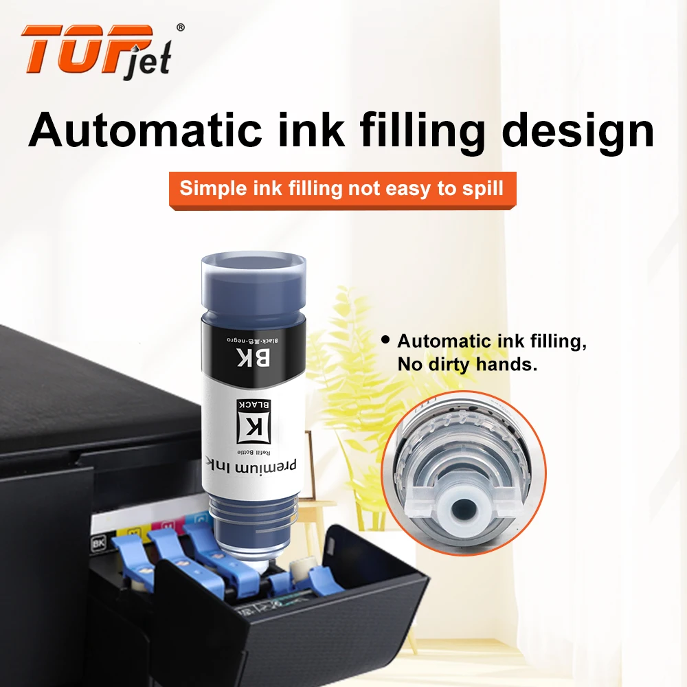 Topjet Original Quality 534 T534 Water Based Bulk Bottle Refill Kit Tinta Ink Compatible for Epson M2140 1100 2170