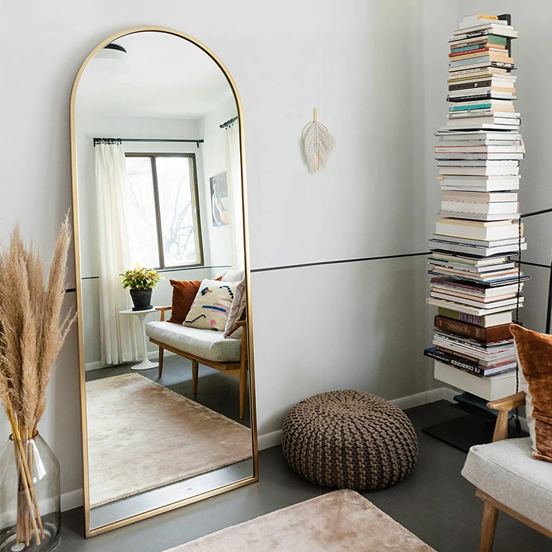 MDF Arched Simple Modern Frame Large Full Length Floor Dressing Mirror Wall Decoration Mirror