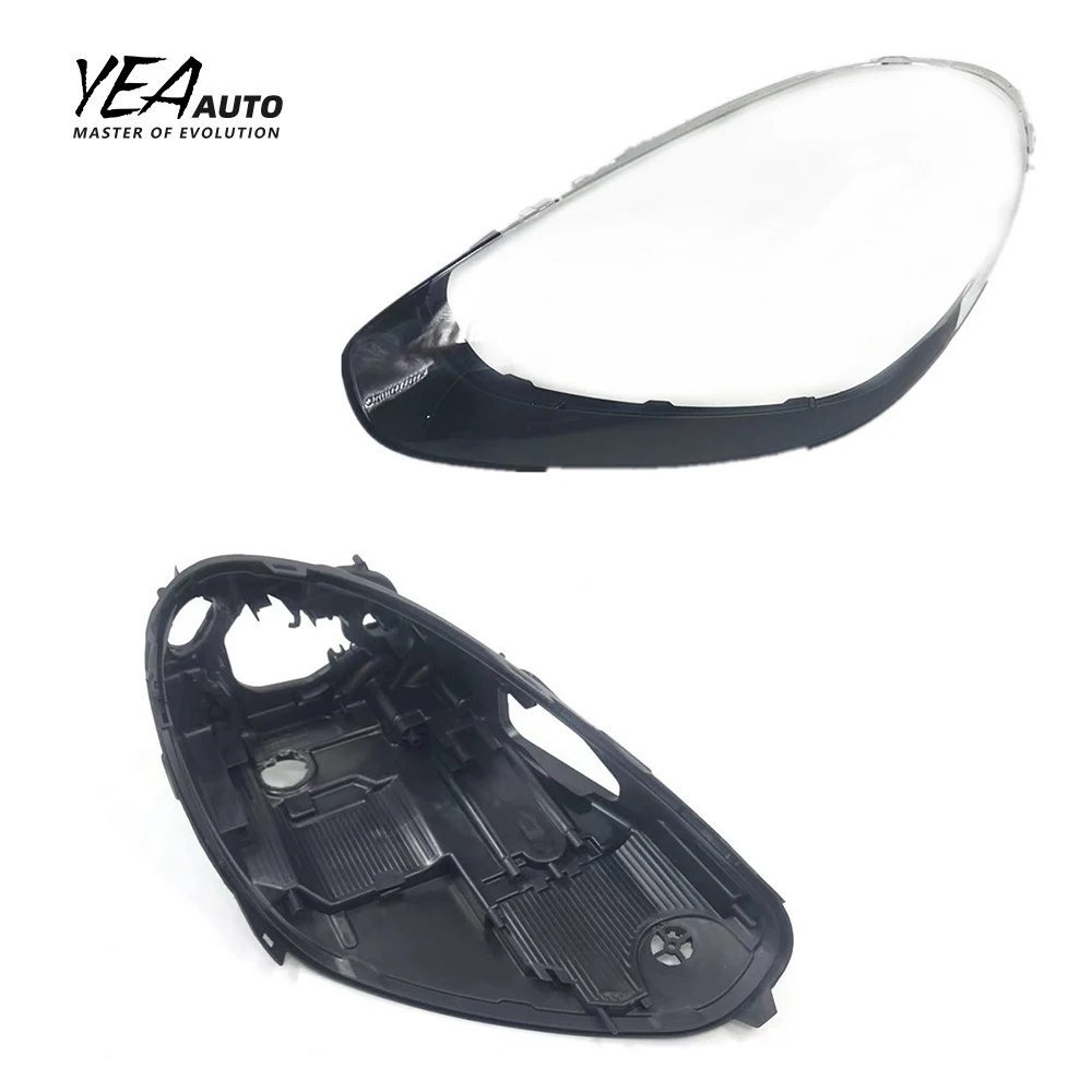 Car headlight glass lampshade cover lens lamp for porsche cayenne panamera macan 911 718 cayman headlamp black housing back base