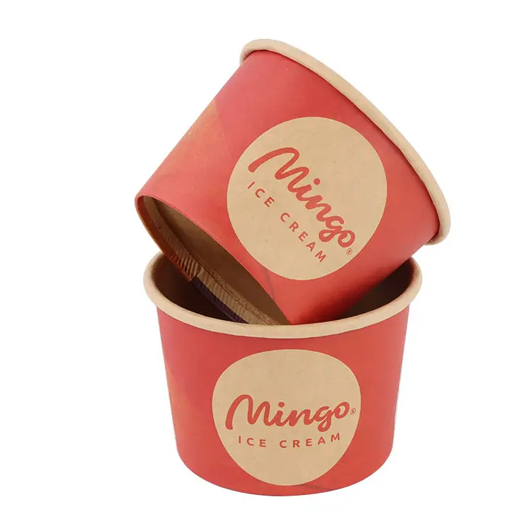 Personalize Custom Biodegrada Disposable Ice Cream Cup Bowl With Printed Logo