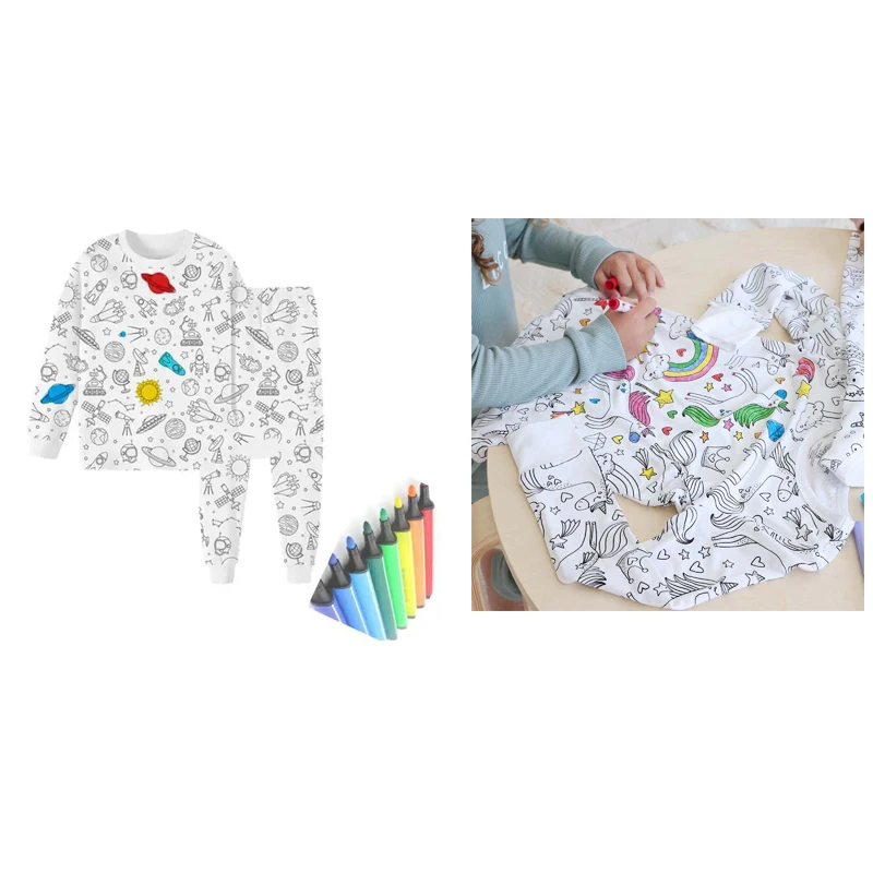 Wholesale Diy Kids Coloring Pajamas For Girls Markers Coloring Drawing ...