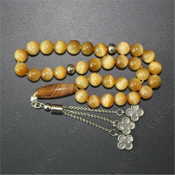 10mm 33 Beads Highest Grade Natural Golden Tiger Eyes tasbih Muslim Man misbaha Prayer Beads 33 Arabic Fashion Rosary Ramadan