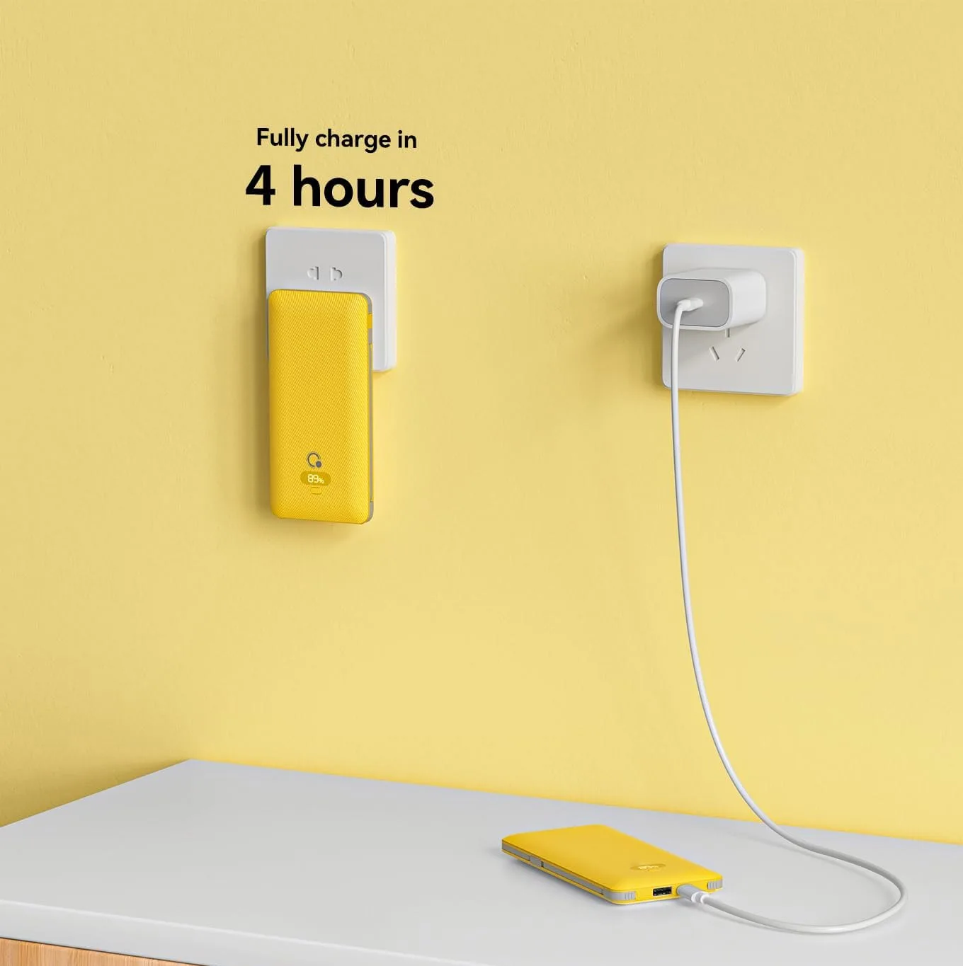 CCC Certified Power Bank 10000mAh Built-in 3 Cables, PD20W Multi-Port Portable Charger with AC Plug Digital Display PB180P