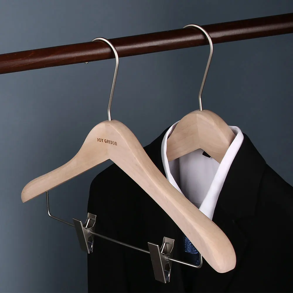 2024 Design Custom Solid Wood Wide Shoulder Children Adult Hangers ...