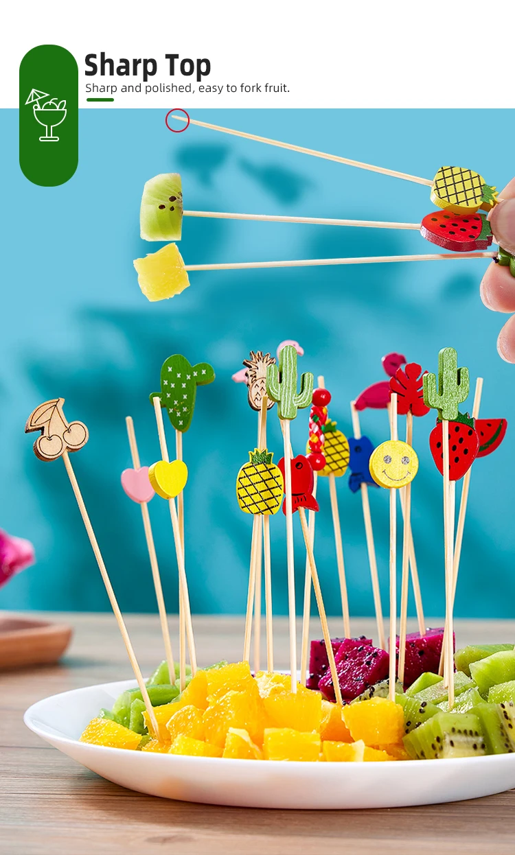 Party Food Skewers Heart Pattern Bamboo Food Picks Buy Round Bamboo Sticks Skewers Natural