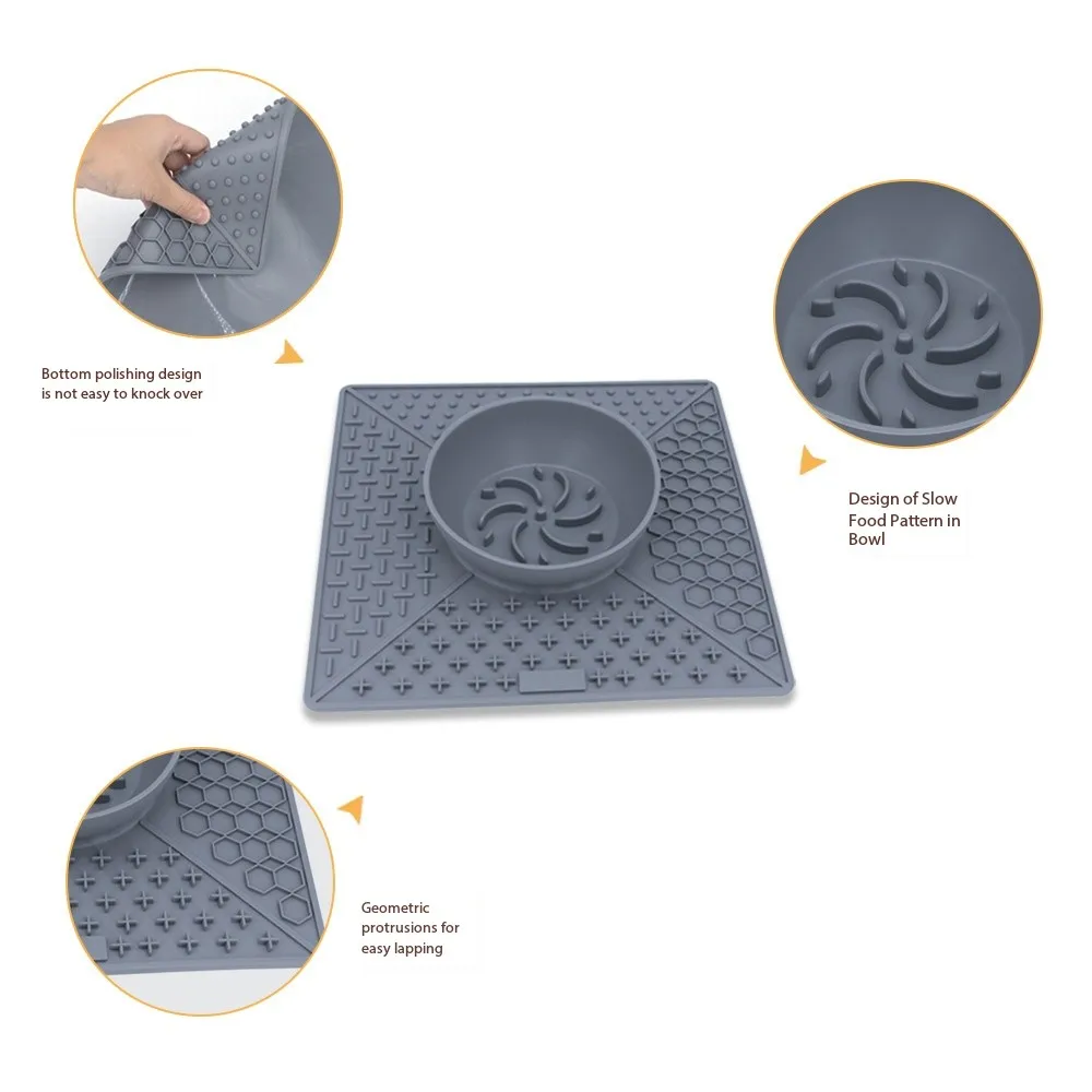 Non Slip Silicone Dog Bowl Mat Food Grade Silicone Suction Dog Bowl Pet Lick Mat details