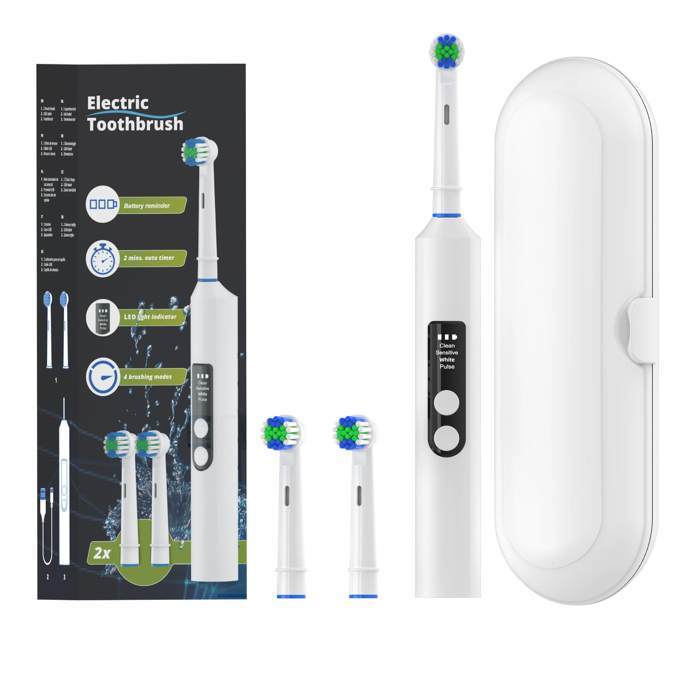 2024 Hot Selling Wholesale Custom High Quality Travel Cleaning Whitening Smart Rechargeable rotating electric toothbrush