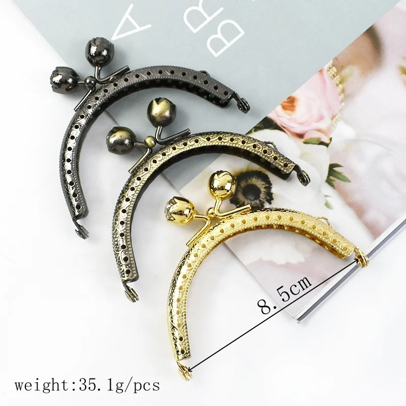 Meetee BS143 8.5cm DIY Handmade Decorative Purse Frame Zinc Alloy Rose Kiss Clasp Wallet Frame Vintage Embossed Bag Frame