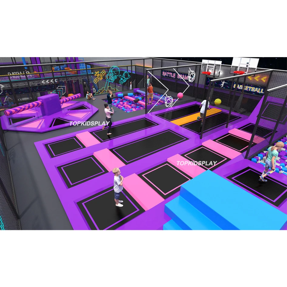 Adult Jumping Platforms Indoor Outdoor Playground Trampoline Kids Indoor with Obstacle Course & Climbing Wall