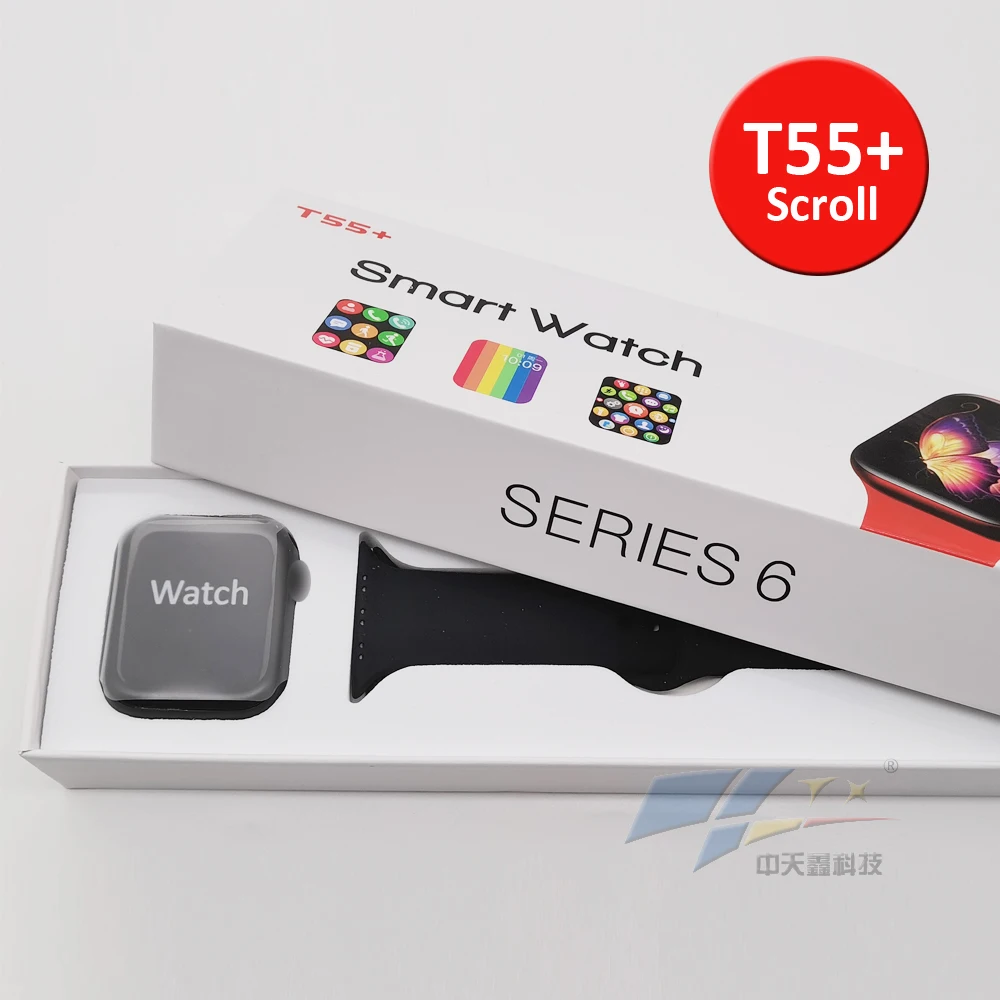 2021 new T55+ PLUS smart watch scroll konb series 6 call smart watch T55 plus