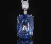 Colgante chapado en blanco y azul con cadena Chopin.