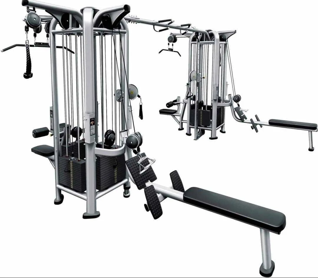 Home 4-Station Multi-Functional Fitness Gym Equipment with Free Weights for Comprehensive Workout