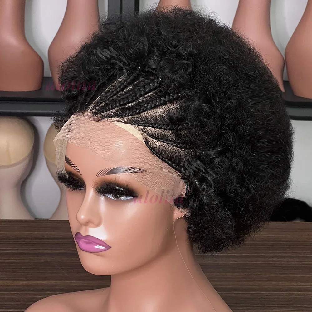 13x4 Lace Frontal Afro Krøllet Paryk 100% Brasiliansk Remy Hår 6 Ombre Highlights Bouncy Krøllet Paryk Ægte Hår Parykker med Fletninger_voghion.com