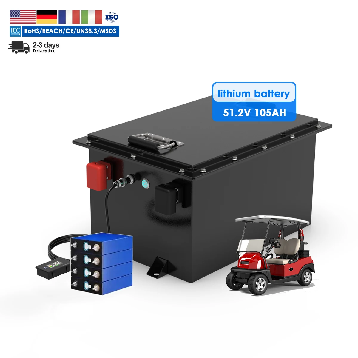Rechargeable Lifepo4 48V 105ah Golf Cart Battery with BMS