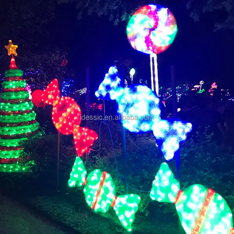 Outdoor 3D Large Illuminated Pathway Displays Christmas Lollipop Decorations for Winter Wonderland Light Show