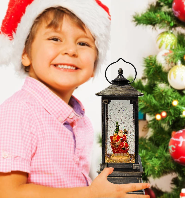 Battery Operated Musical Led Christmas Snow Globe Lantern Buy Led