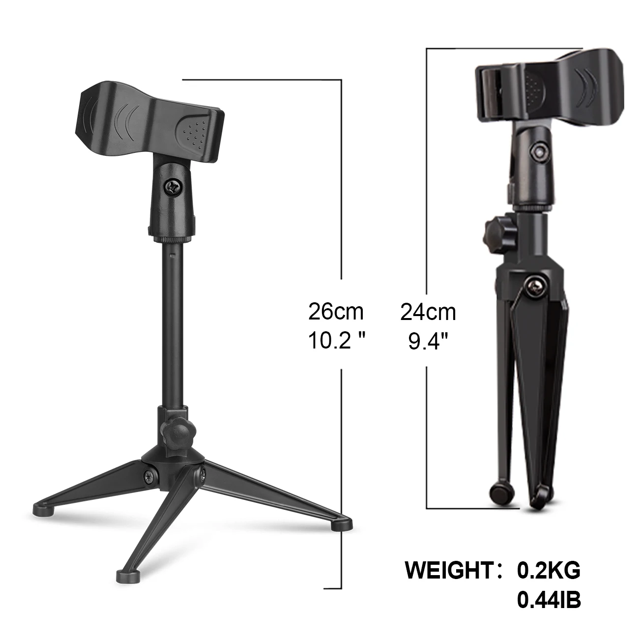 L6 Adjustable Desktop Microphone Stand Plastic Tripod for Podcast & Live Use