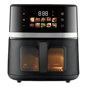 Smart Air Fryer Screen Touch 5L 6L 7L 8L Digital Square Shape Stainless Steel Oil Free Cooking Electric Air Fryers