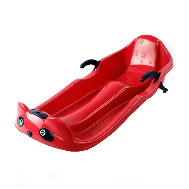 Two-Person Seater Thickened Sledges Outdoor Plastic Kids Snow Ski Sledges with Pull Ropes