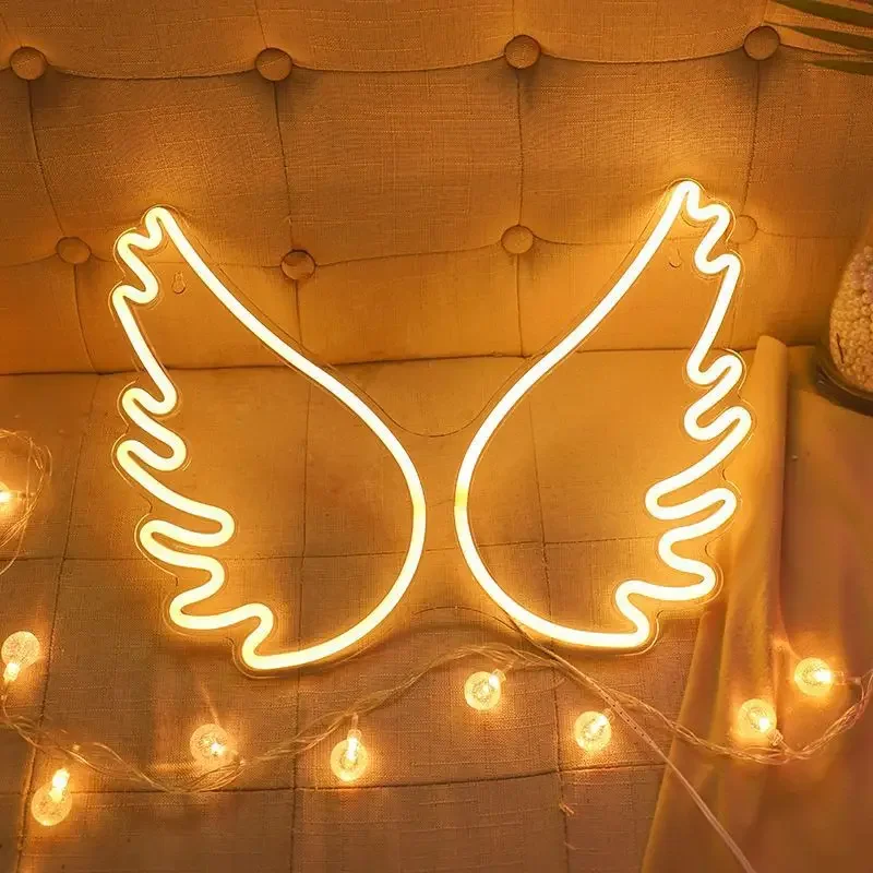 Usb Neon Light Angle Wing Led Neon Signs Room Wall Decor Night Light ...