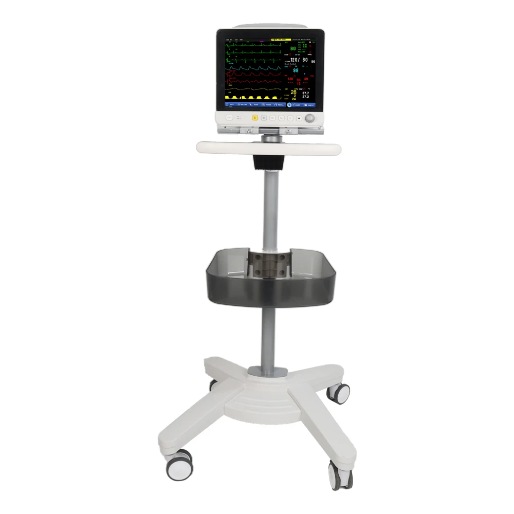 Modern Mobile Hospital Laboratory Cart Aluminum Alloy Column Silent Brake Wheels Medical Equipment Trolley for Hotel Dining Use 6