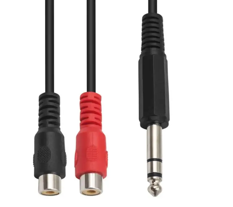 Câble Splitter 1/4" TRS Vers Double TS Mono – 6.35 Mm – 1 Mètre – Or, Pour équipement Audio Pro Et DJ