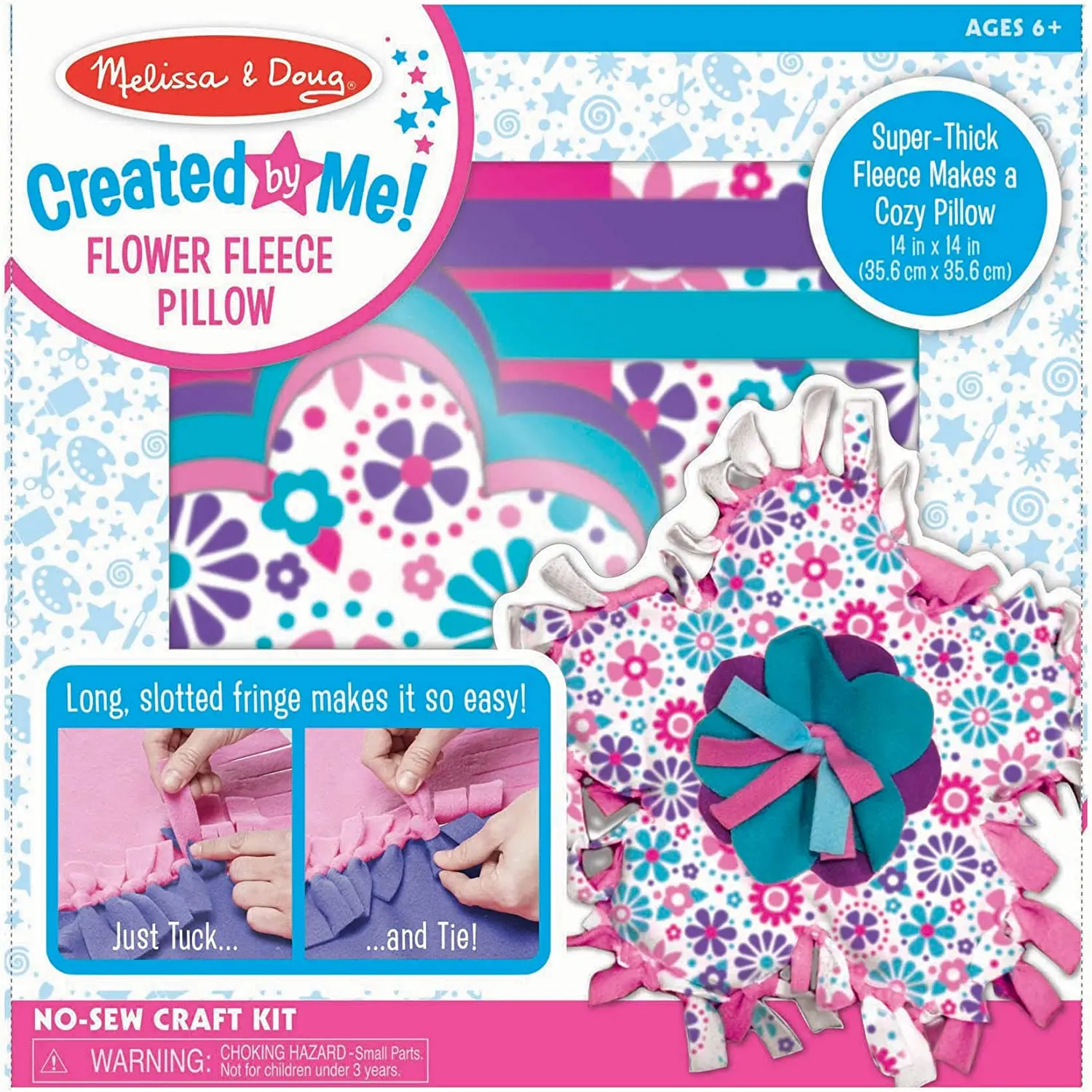 Made By Me Easy to Knot Quilt Making Kit by Horizon Group USA, No Sewing,  No Cutting, 59 in. x 39 in. Fleece Blanket, Pre-Cut Squares & Felt Decals