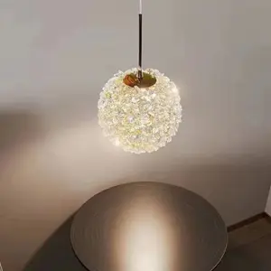 JACKSUN Globe Crystal Bedroom Chandelier Modern Pendant Lamp Modern Adjustable Pendant Light Fixture for Living Room Bedroom