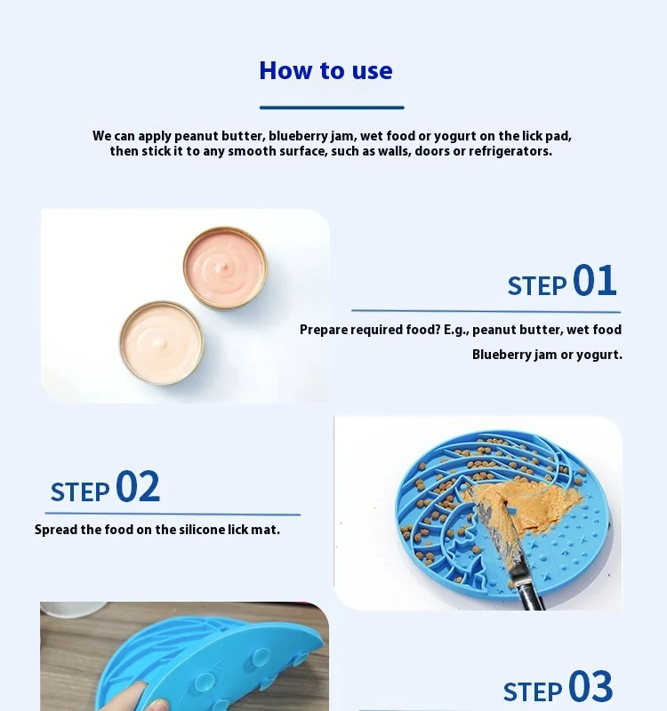 Manufacturer Eco-Friendly Silicone Slow Feeder Dog Bowl Pet Licking Mat with Suction Cup for Puppy Food Dish or Cat Supplies details