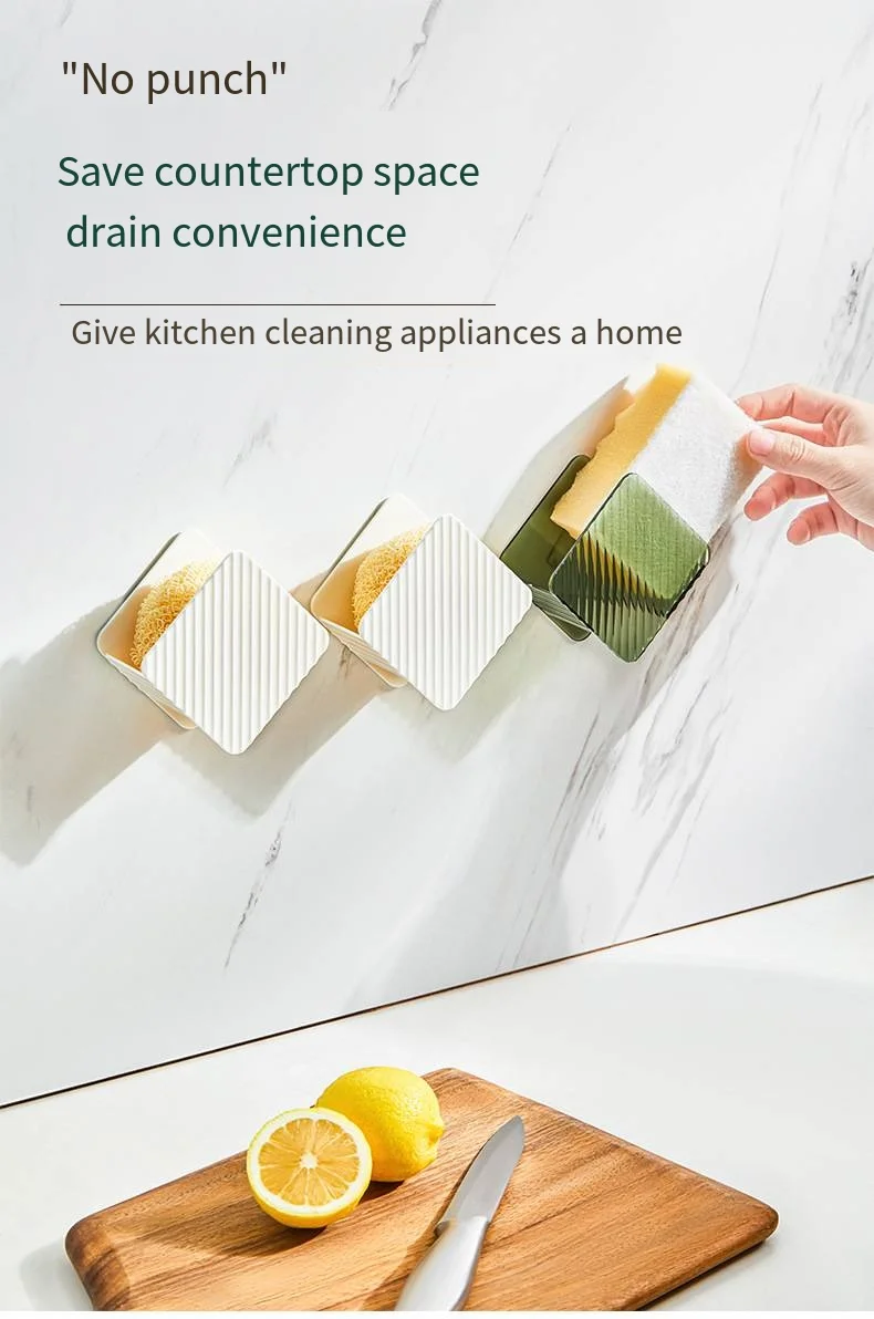 Cleaning cloth storage drain rack kitchen supplies perforation-free wall hanging sink steel ball dish sponge objects supplier