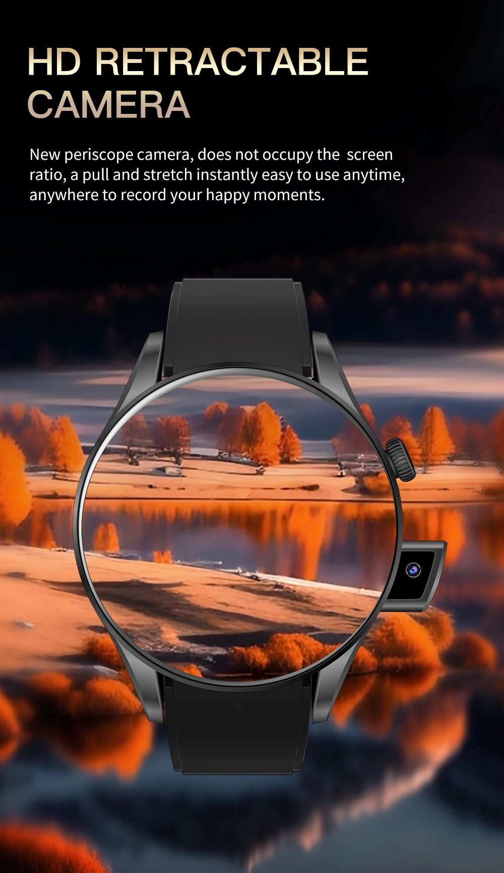 BW16 Smartwatch avec fente SIM 24H surveillance de la santé Modes multisports caméra rétractable BT appel télécommande traqueur de sommeil