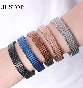 Fashion Well Splicing Band High Quality Stainless Steel Bracelet Fashion Spring Elastic Bangle Jewelry