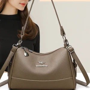 Wholesale Leather Women's Handbag Fashionable and Simple Style Shoulder Bag Chains  Zipper Closure Crossbody Bag