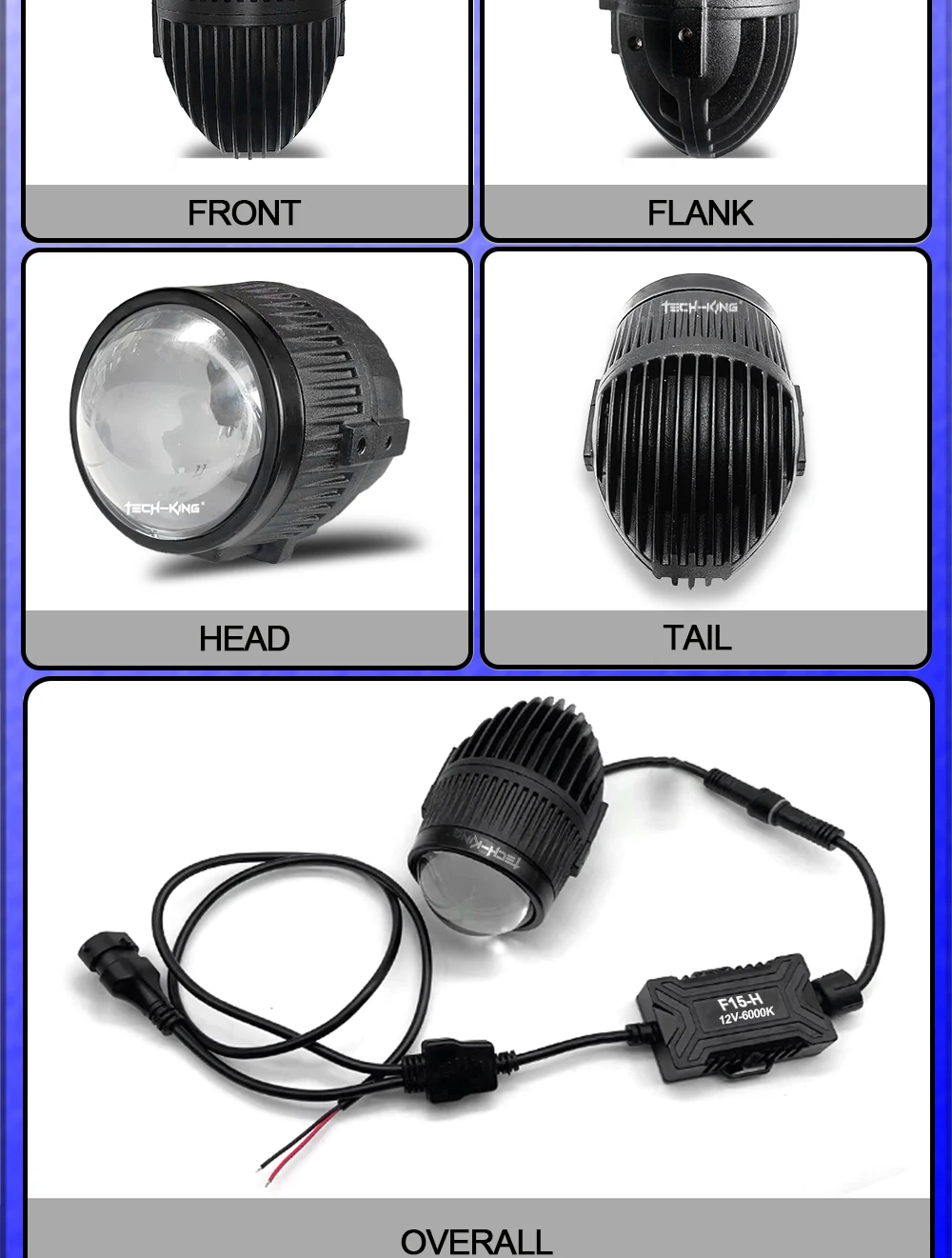 TECH-KING F15 2.0'' LED BI-LED projector fog lamp light led car 3000K/6000K with Toyota bracket for any cars lens fog lamp