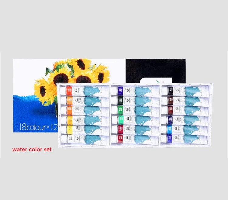 Chinjoo здоровый художественная краска цвета воды 18 видов цветов алюминиевая