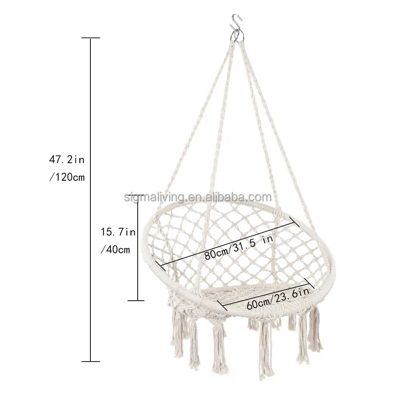 Hot sale hand made home decor round hanging swing portable outdoor swing hang chair