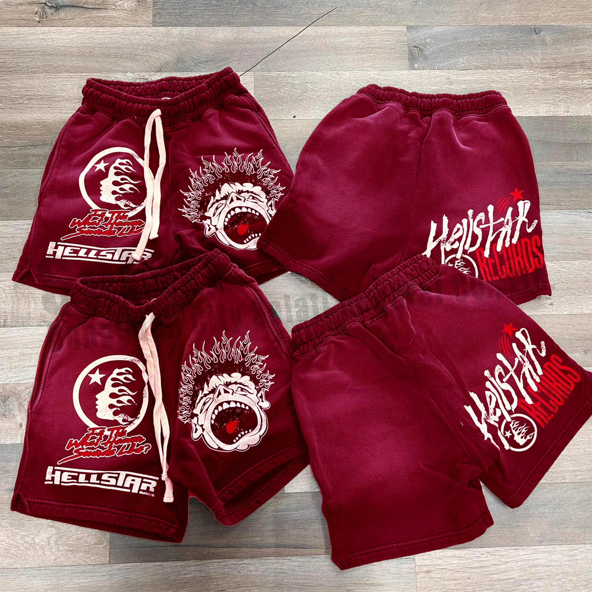 Custom Unisex Summer Sweat Shorts Heavyweight 100% Cotton Screen Printing Streetwear Vintage Sun Faded Acid Wash Shorts for Men gallery 8