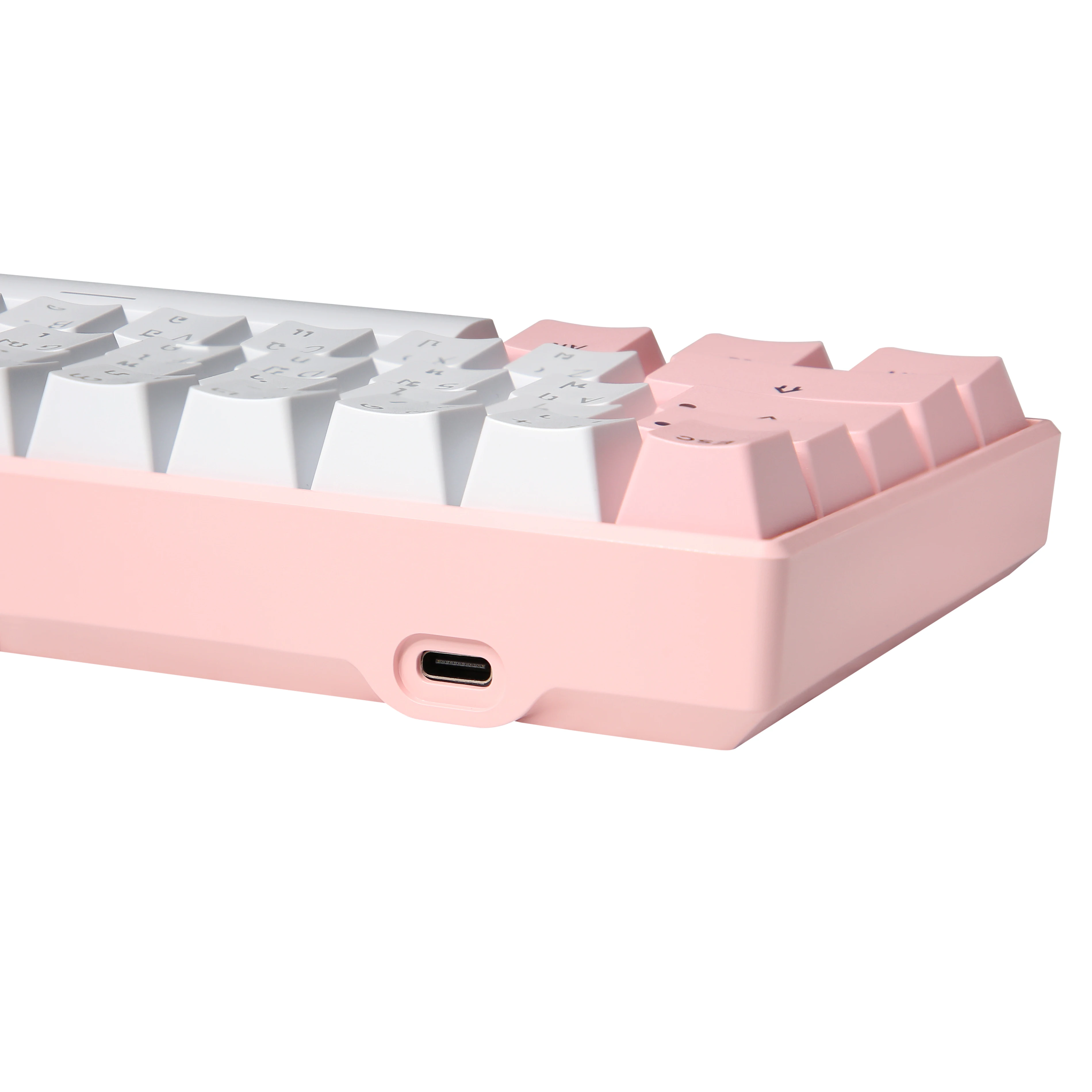 OEM 61 Keys Usb Wired Mechanical Keyboard White Splicing pink and Blue Keycaps Cute Rgb Led Backlit Hotswap Thai Gaming Keyboard