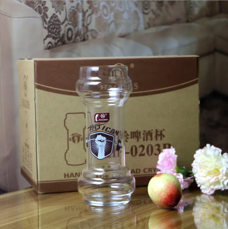 2023 Handmade OEM Custom Beer Glass Unique Dumbbell Shaped Trophy Luxury Classic Crystal Design with Logo Wholesale