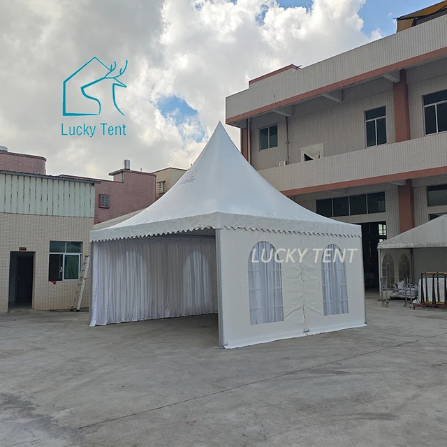 5 by 5 European Waterproof Gazebo Canopy High Roof Pagoda Marquee Tent with Decorating Curtain Lining