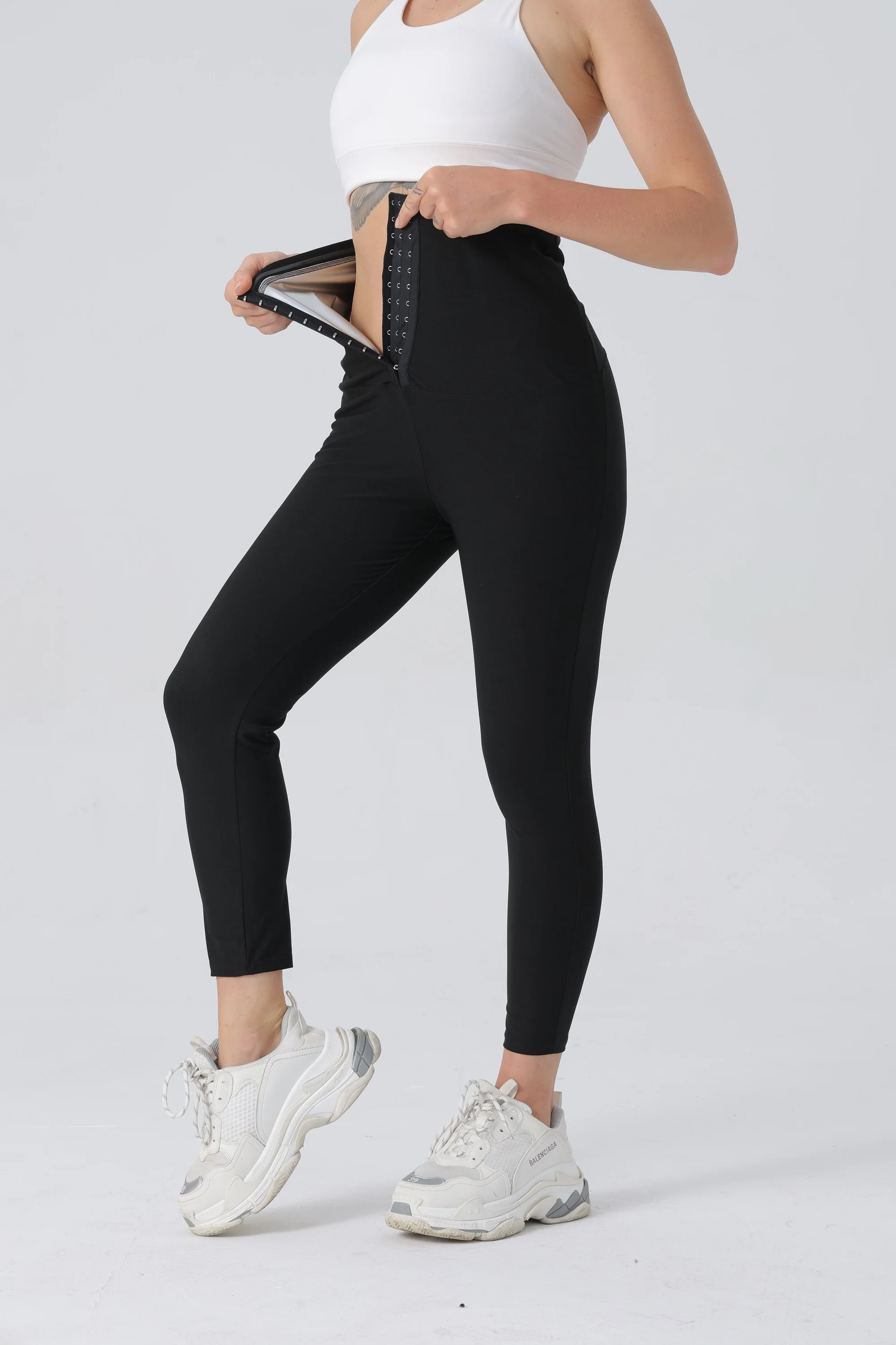 Sauna Sweat Shapewear Leggings Pants Boxing Workout Suit Waist Trainer Shaper Sweatsuit Exercise Fitness Gym Women